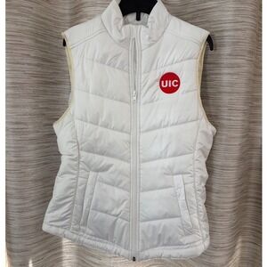 UIC University of Illinois Chicago Women White Quilted Puffer Vest Zip up Small